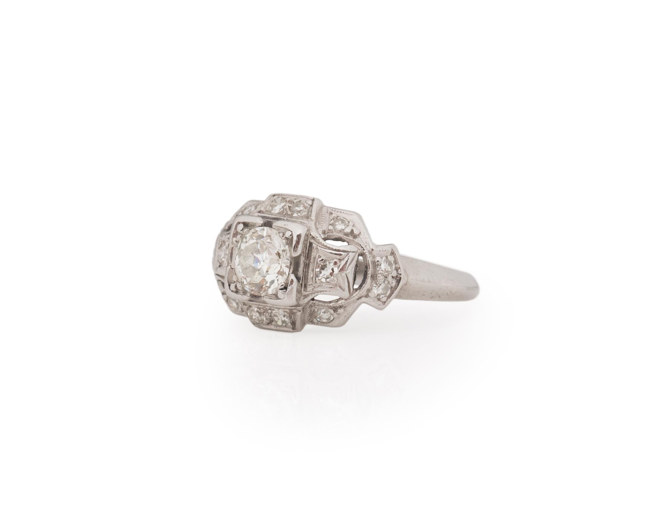 .40 Karat Art Deco Diamant Platin Verlobungsring (Art déco) im Angebot