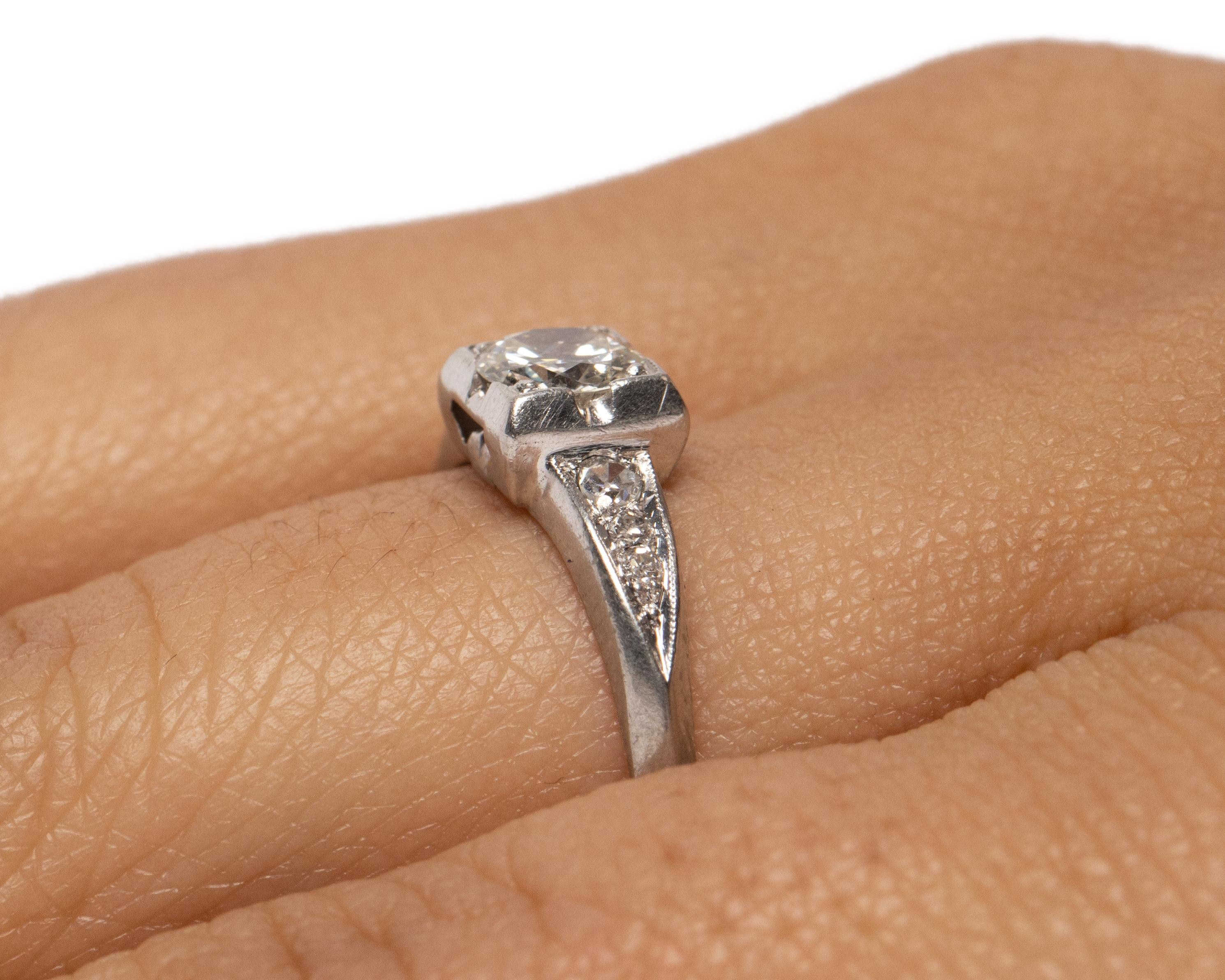 .40 Carat Art Deco Diamond Platinum Engagement Ring In Good Condition For Sale In Atlanta, GA