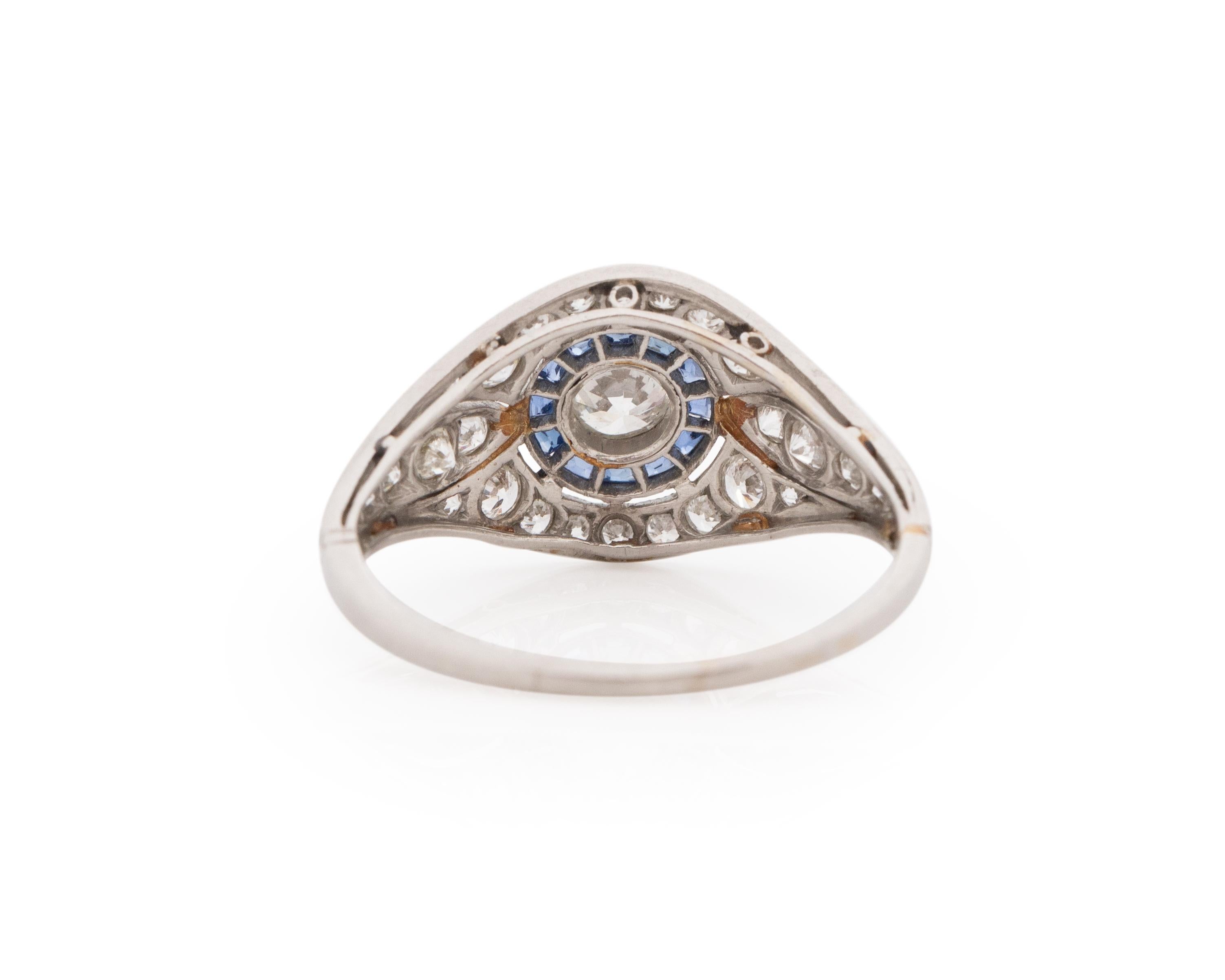 0,40 Karat Art Deco Diamant Platin Verlobungsring (Alteuropäischer Schliff) im Angebot