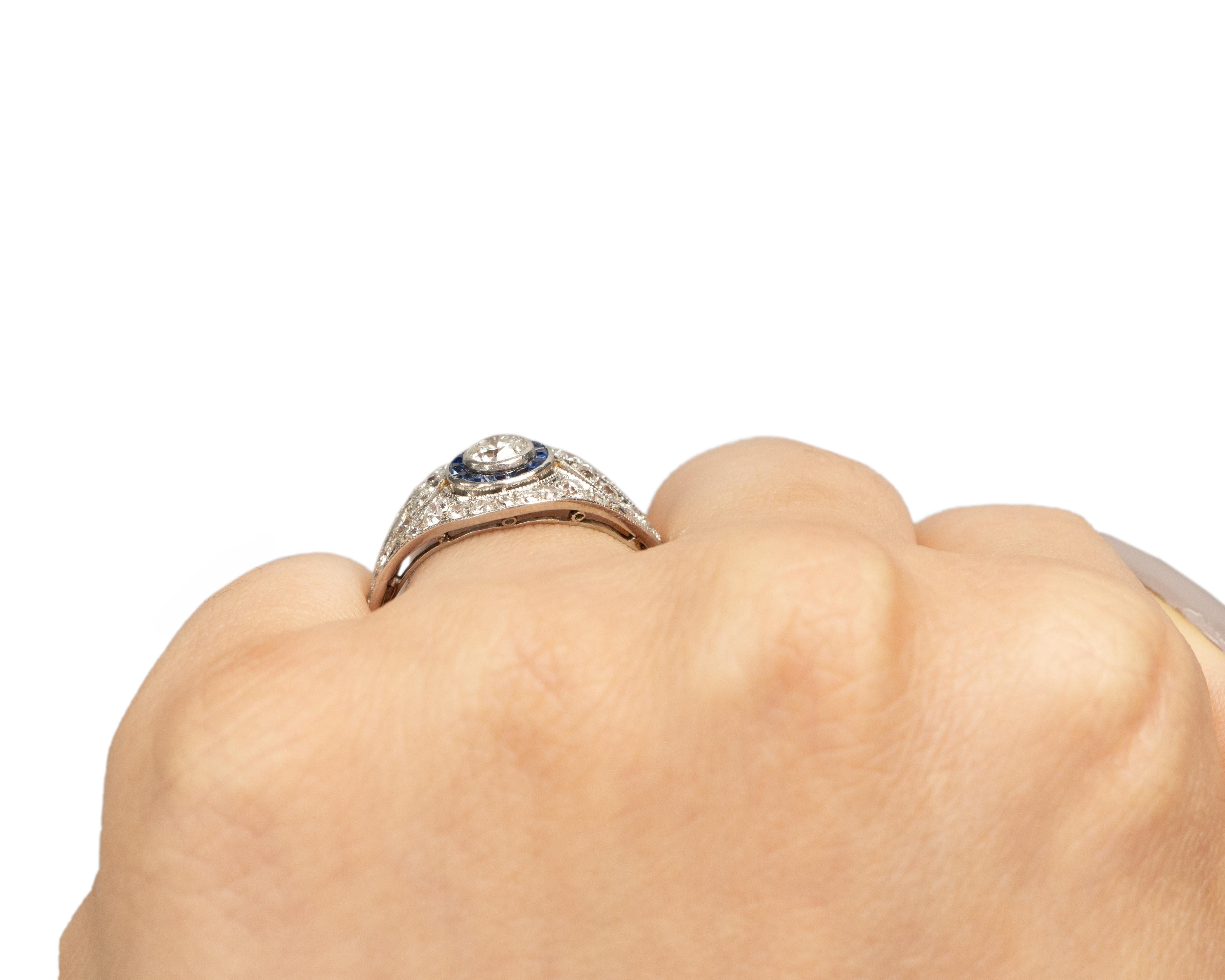 0,40 Karat Art Deco Diamant Platin Verlobungsring Damen im Angebot