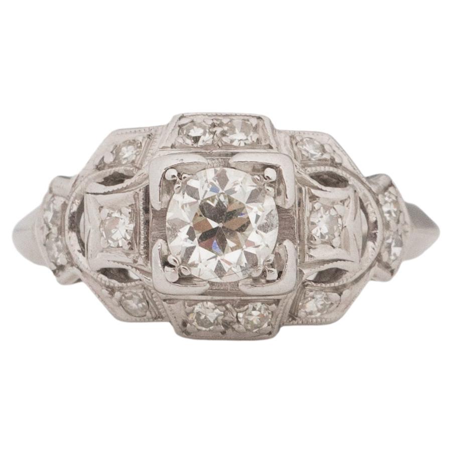 .40 Karat Art Deco Diamant Platin Verlobungsring im Angebot