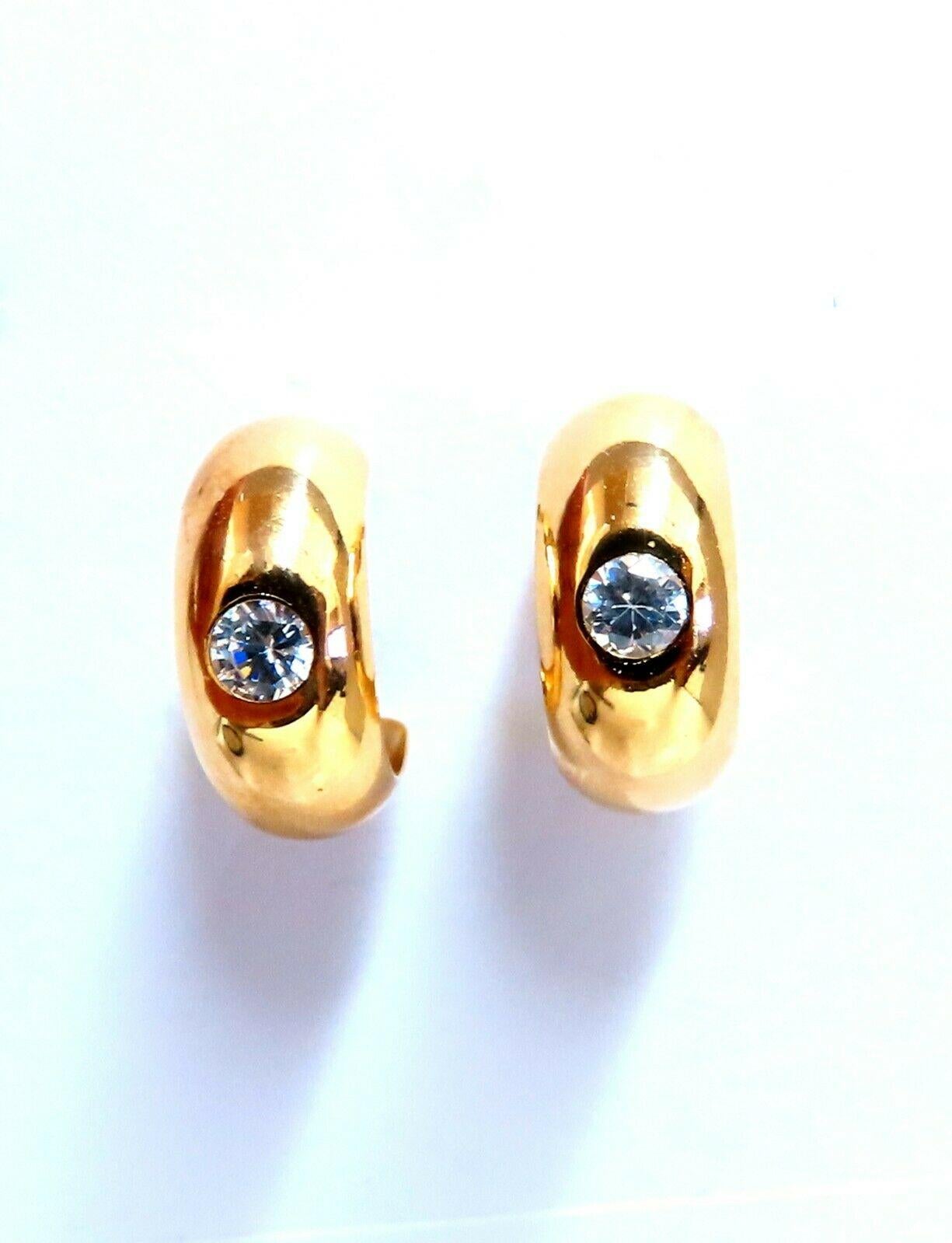 .40 Carat Cubic Zircon Flush Semi Hoop Earrings 14 Karat Gold at