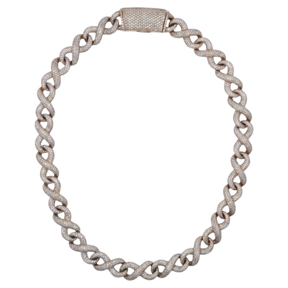 Collana con diamante da 40 carati e catena a maglie cubane in oro giallo 14k