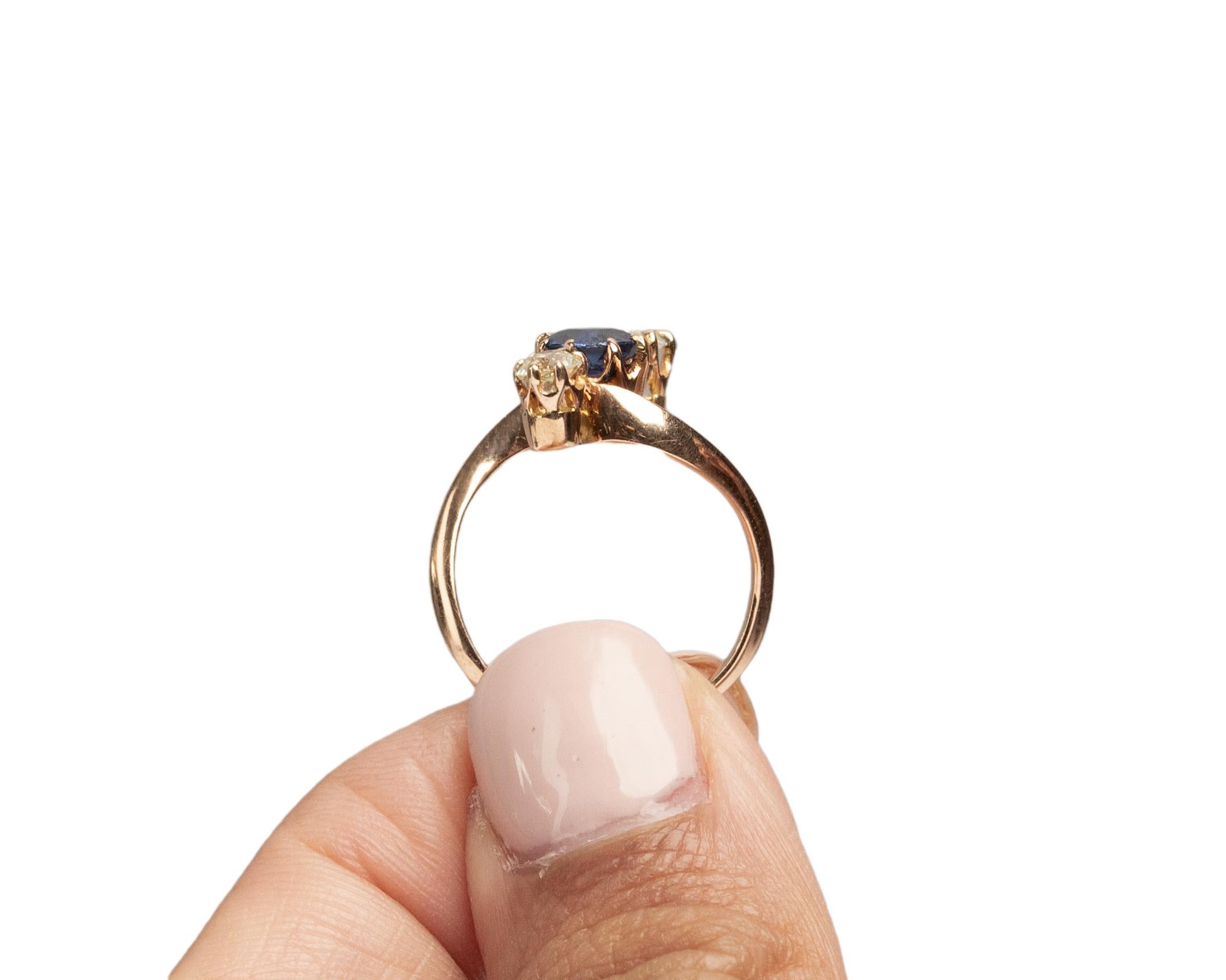 .40 Carat Diamond and .65 Carat Total Sapphire Ring For Sale 1
