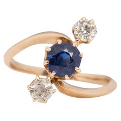 .40 Carat Diamond and .65 Carat Total Sapphire Ring