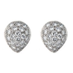 4 TCW Teardrop Cluster Diamond Pave Drop Stud Earrings in Platinum