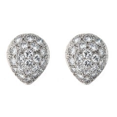 Clous d'oreilles en platine avec 4 diamants pavés en forme de grappe en forme de goutte d'eau TCW