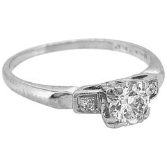 .40 Carat Diamond and Platinum Art Deco Antique Engagement Ring .40 Carat Diamond and Platinum Art Deco Antique Engagement Ring