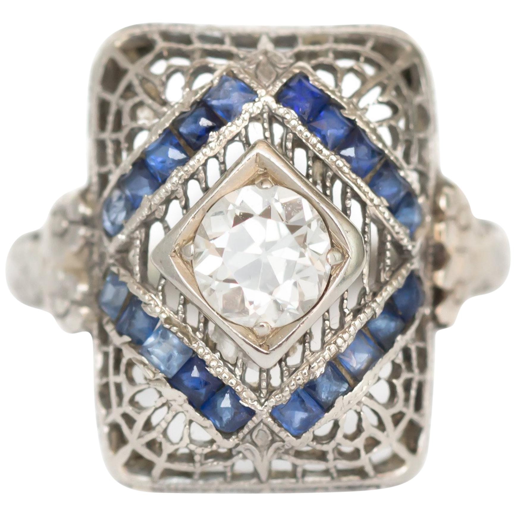 .40 Carat Diamond and Sapphire Engagement Ring