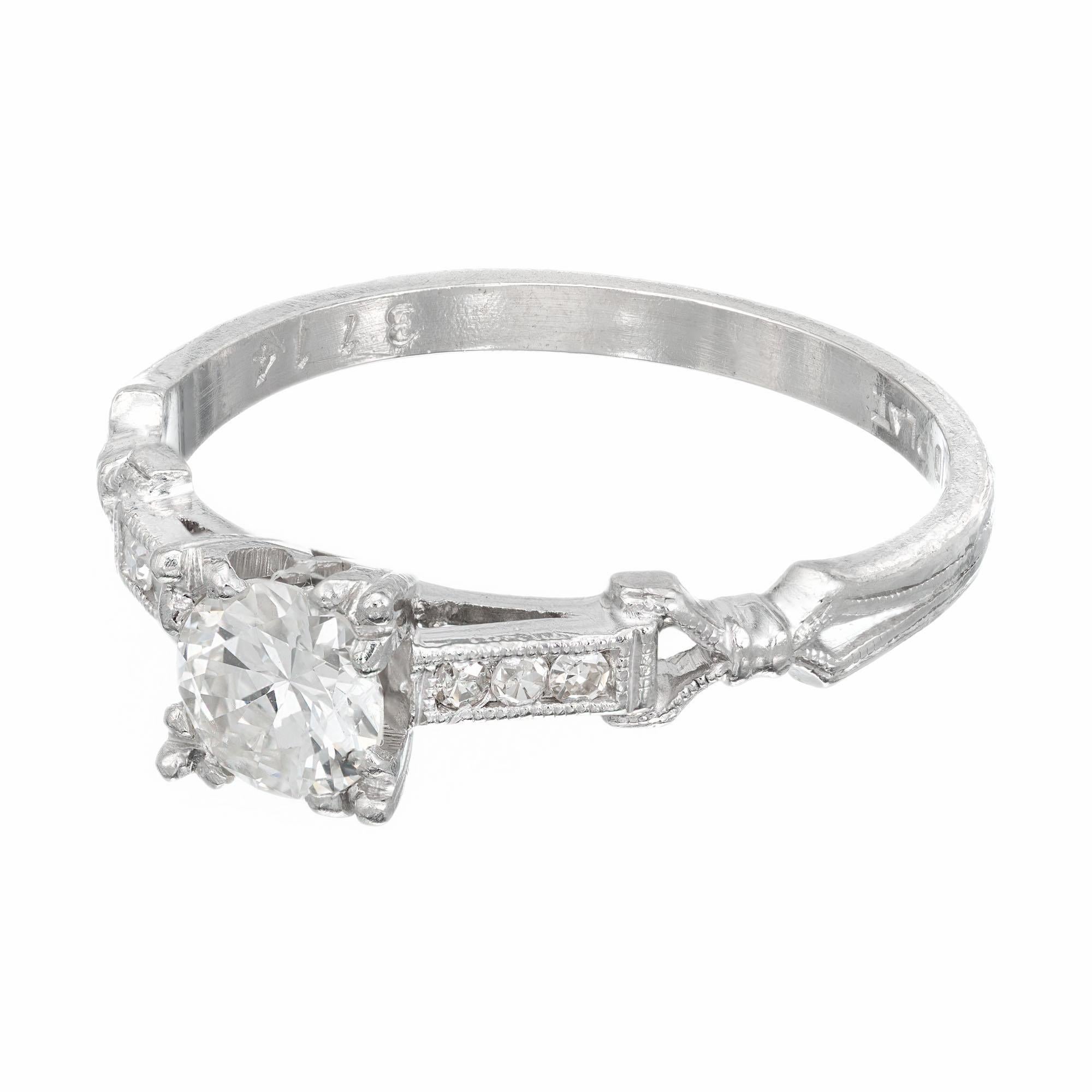 40 Karat Diamant-Verlobungsring aus Platin im Art déco-Stil (Rundschliff) im Angebot