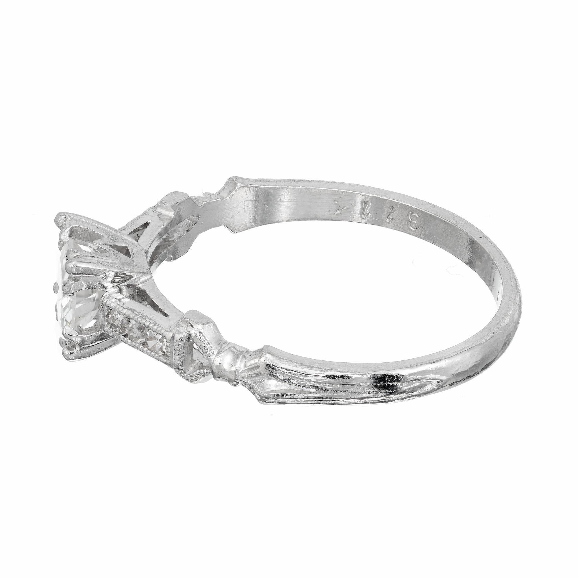 .40 Carat Diamond Art Deco Platinum Engagement Ring In Good Condition For Sale In Stamford, CT