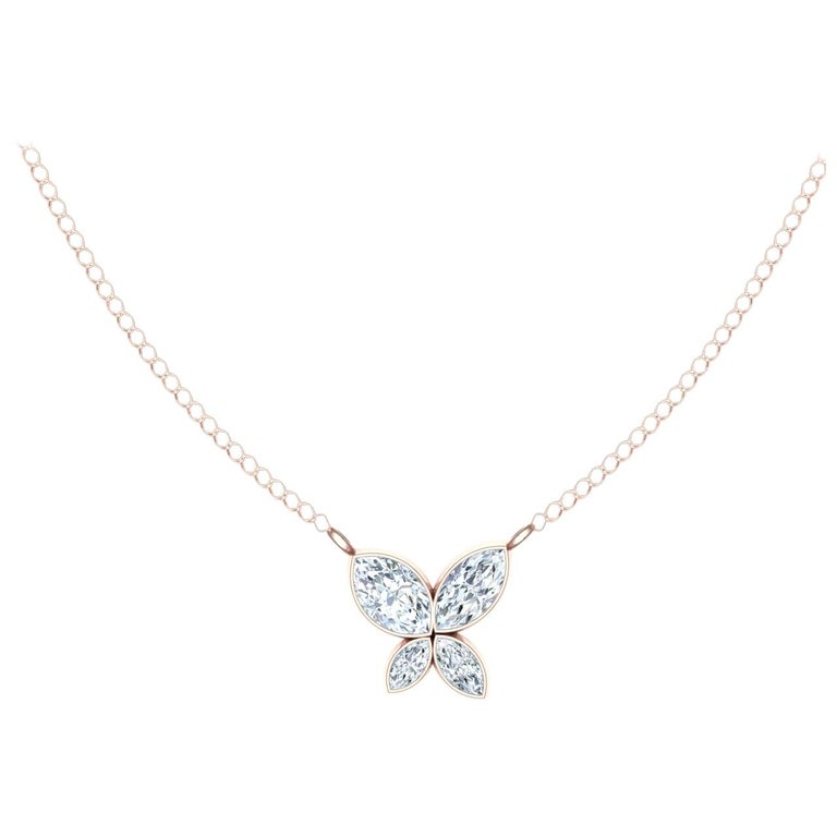.40 Carat Diamond Butterfly Rose Gold Pendant For Sale at 1stDibs