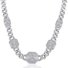 4.0 Carat Diamond Chain Link 14 Karat White Gold Necklace