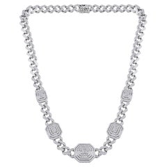 4.0 Carat Diamond Chain Link 14 Karat White Gold Necklace