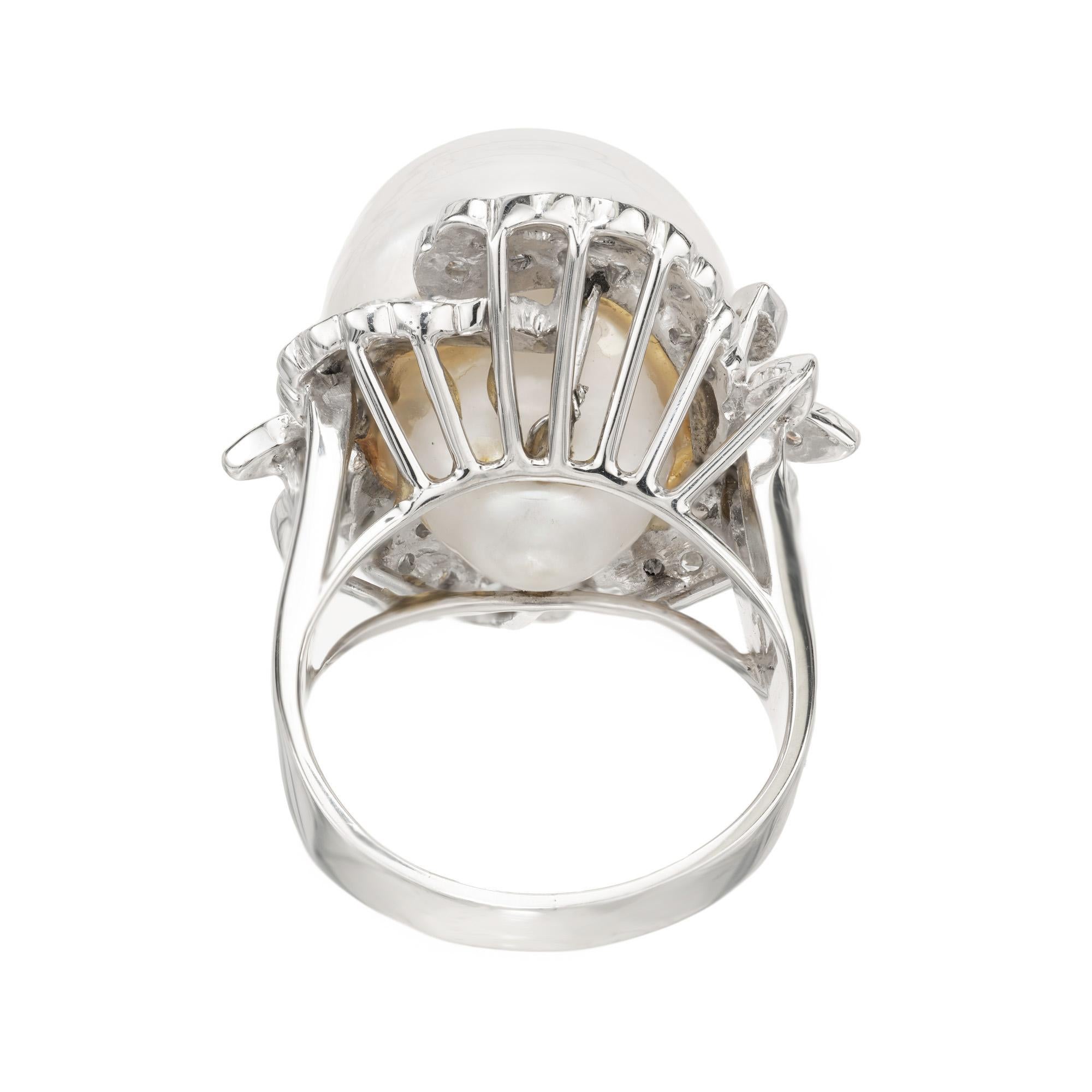 .40 Karat Diamant Südseeperlen-Cocktailring aus Weißgold Damen im Angebot