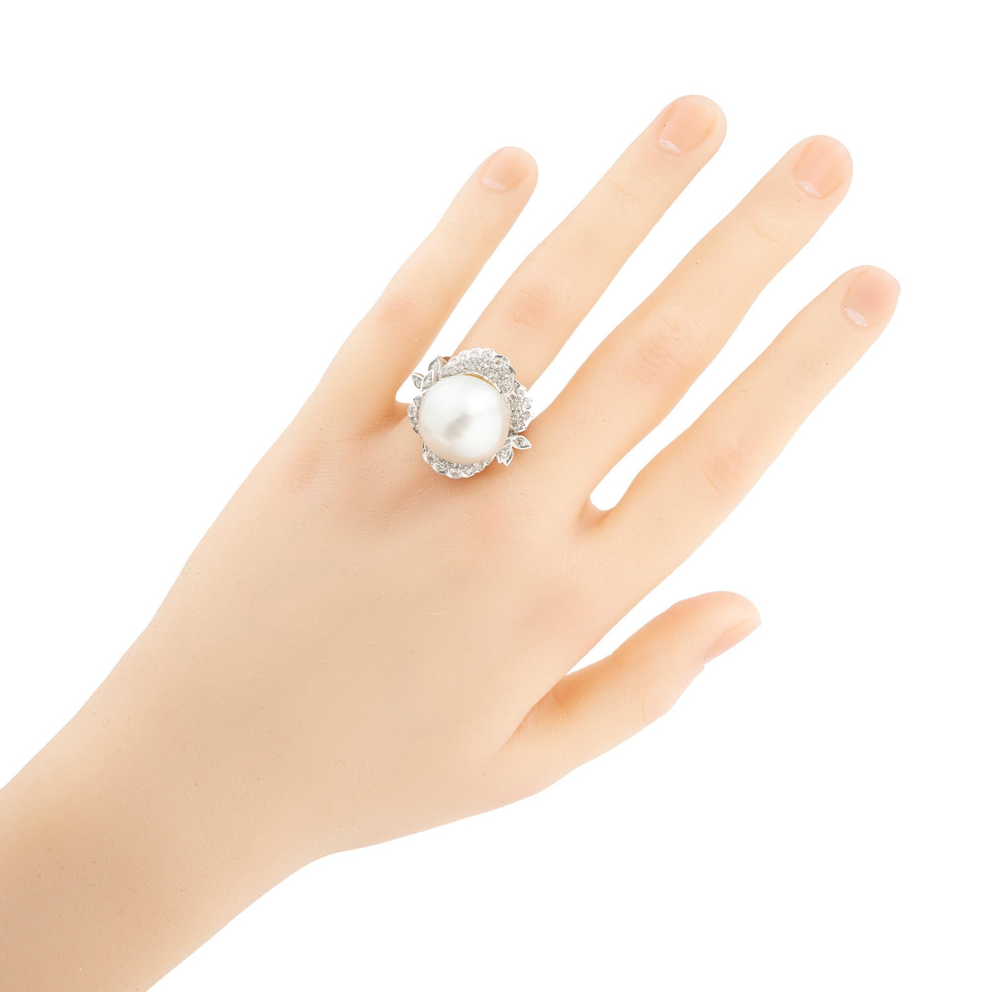 .40 Karat Diamant Südseeperlen-Cocktailring aus Weißgold im Angebot 2