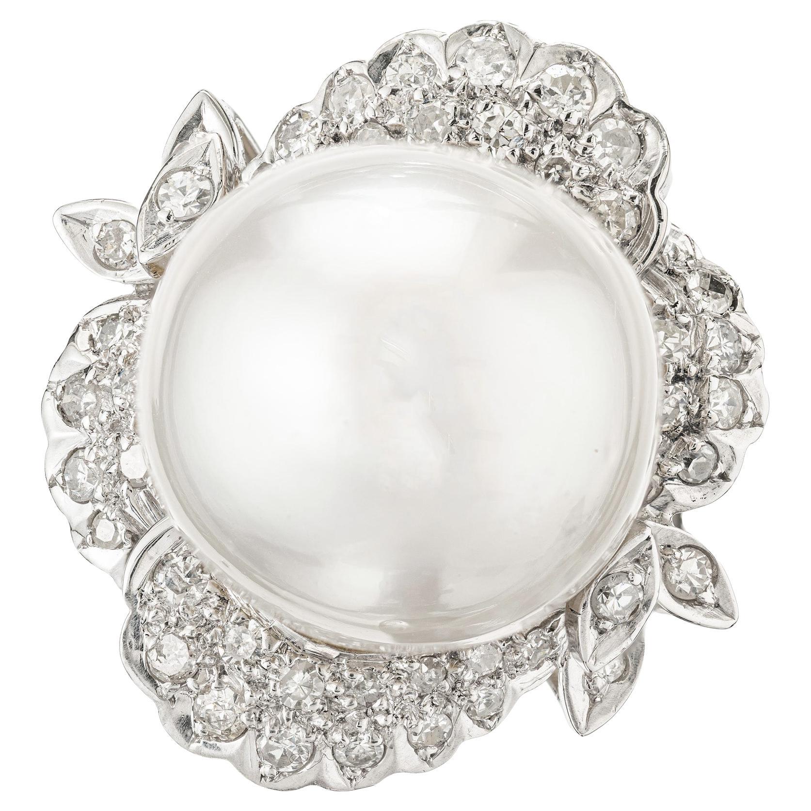 .40 Carat Diamond South Sea Pearl White Gold Cocktail Ring