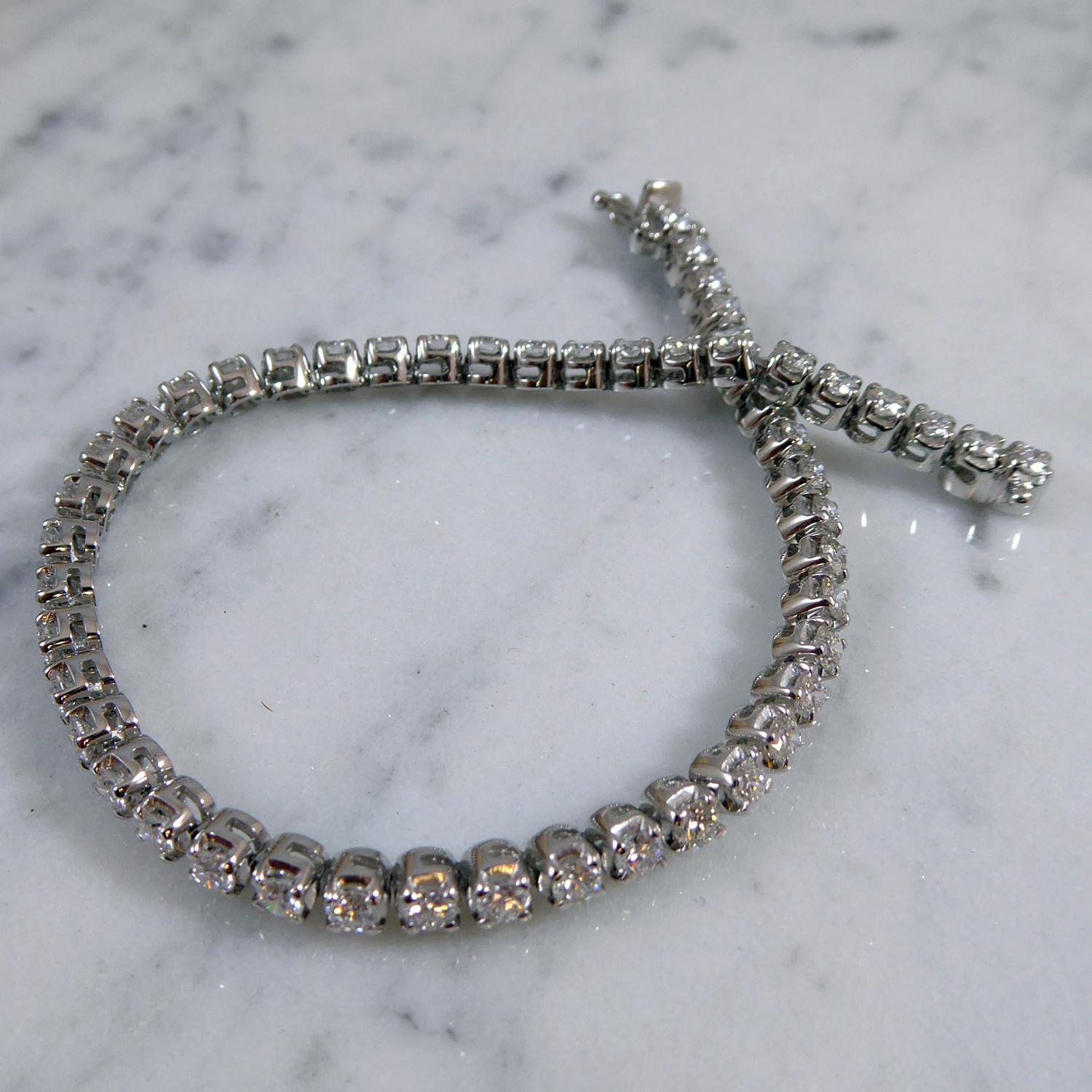 Modern 4.0 Carat Diamond Tennis Bracelet, White Gold, Unworn