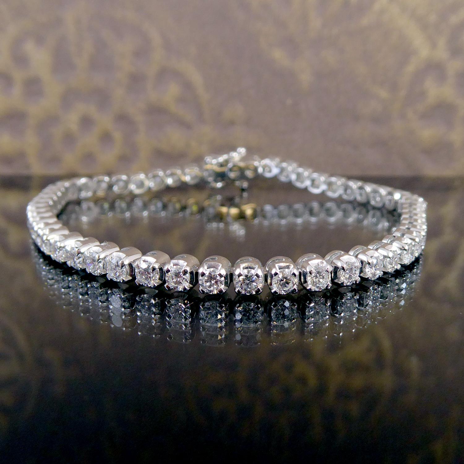 Women's 4.0 Carat Diamond Tennis Bracelet, White Gold, Unworn