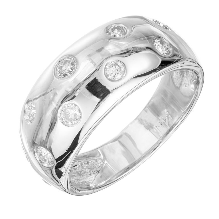 Round Cut .40 Carat Diamond White Gold Dome Band Ring  For Sale
