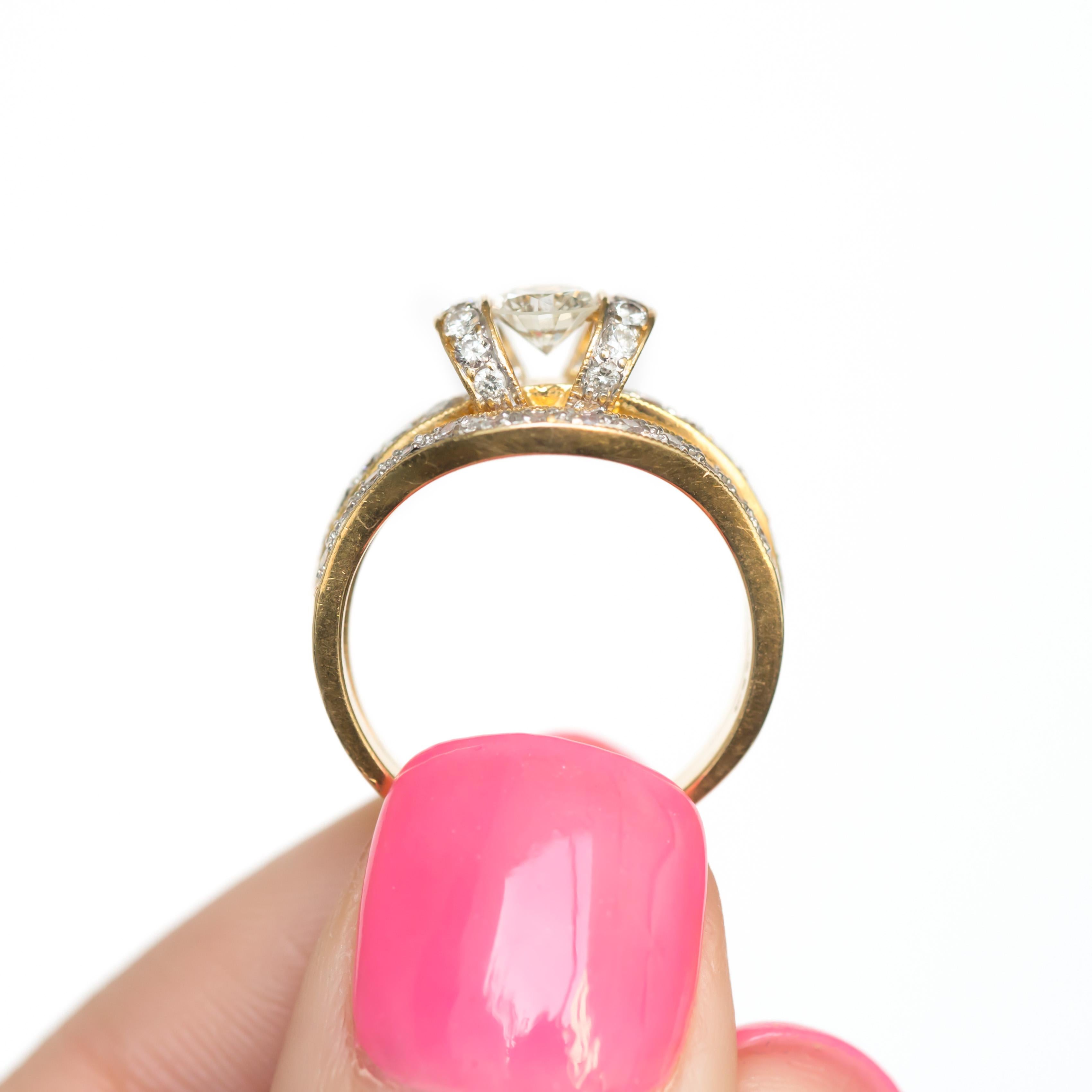 Contemporary .40 Carat Diamond Yellow Gold Engagement Ring