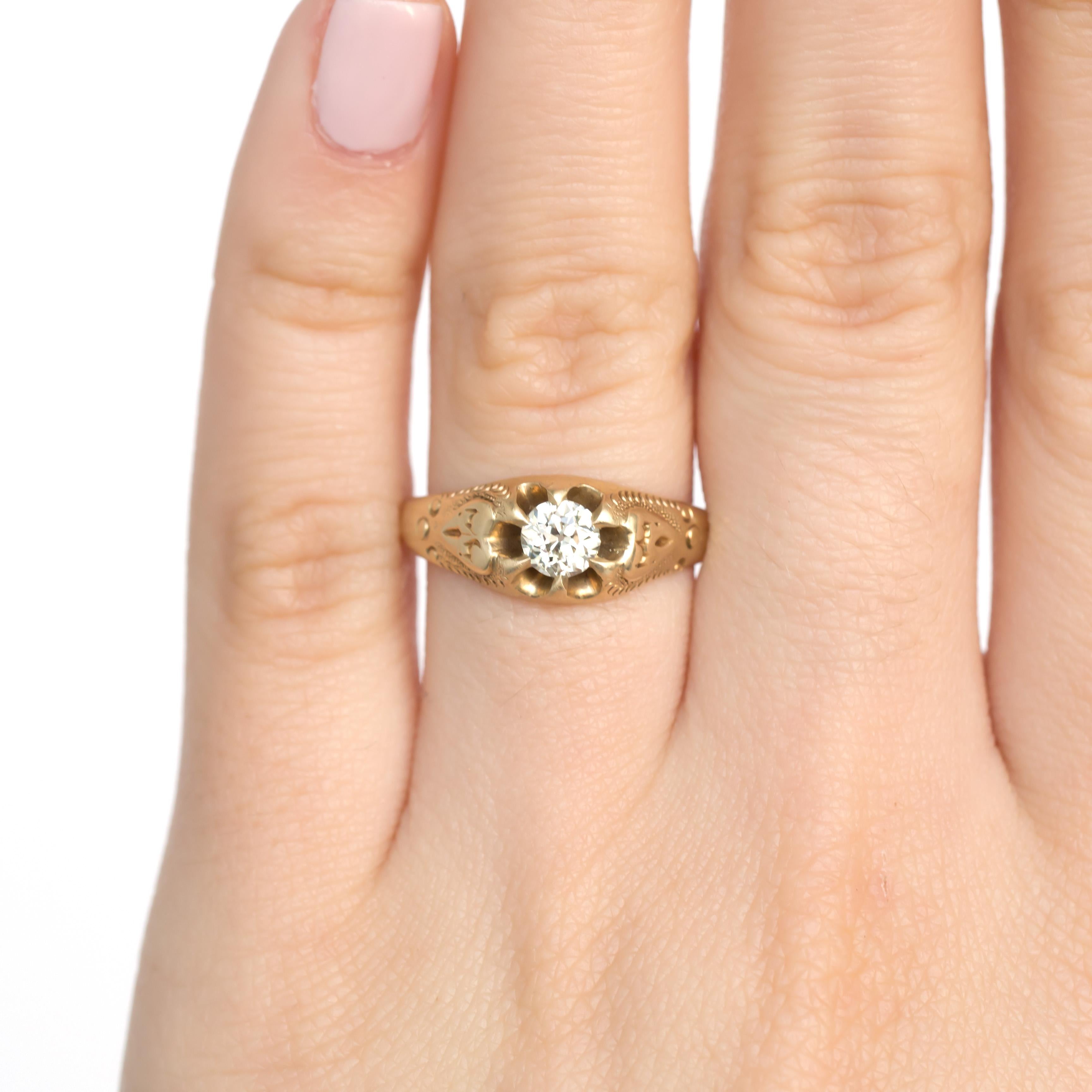 Victorian .40 Carat Diamond Yellow Gold Engagement Ring For Sale