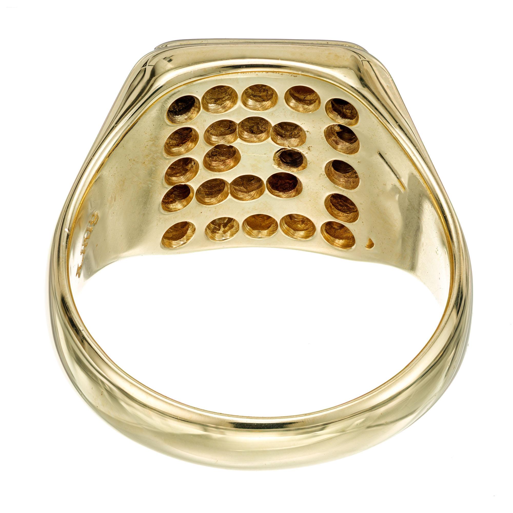 Bague unisexe à motif de clé grecque en or jaune avec diamants de 0,40 carat Unisexe en vente