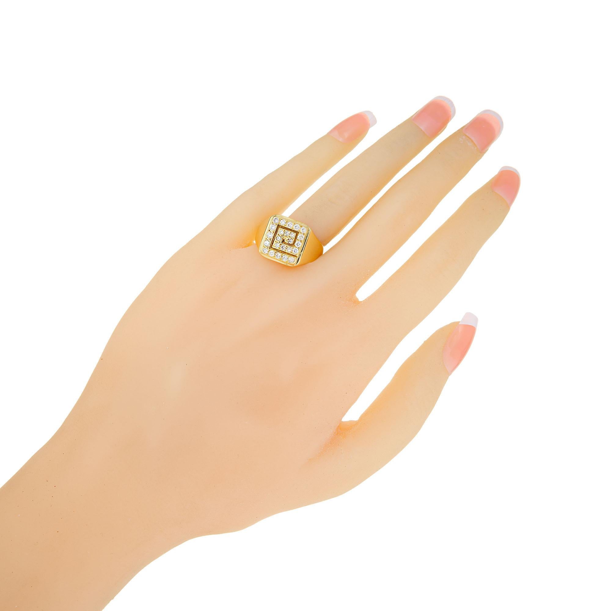 0,40 Karat Diamant Gelbgold Griechischer Schlüssel Design Unisex-Ring 1