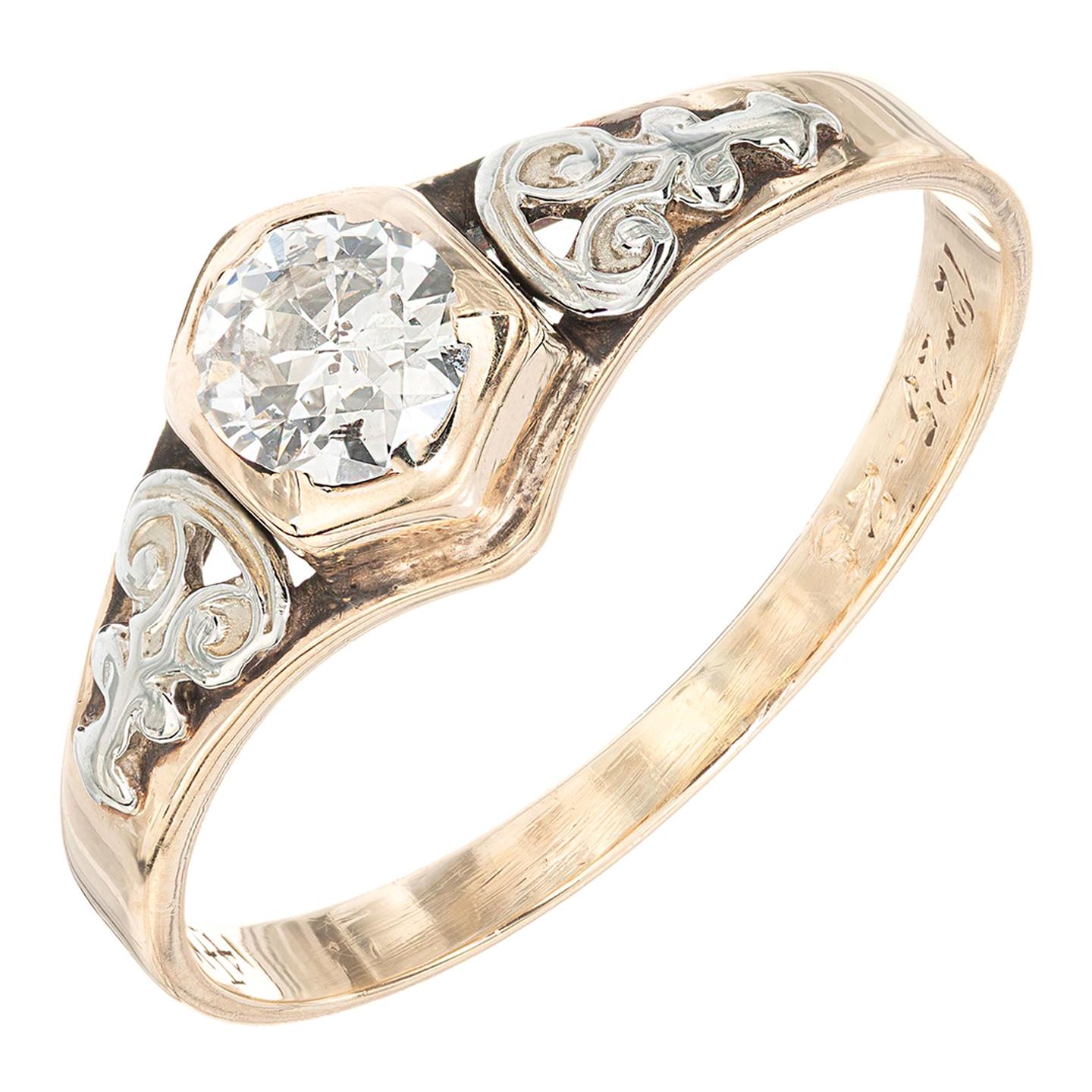 .40 Carat Diamond Yellow White Gold Engagement Ring For Sale