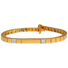Bracelet en or 14 carats serti de perles et de diamants de 0,40 carat