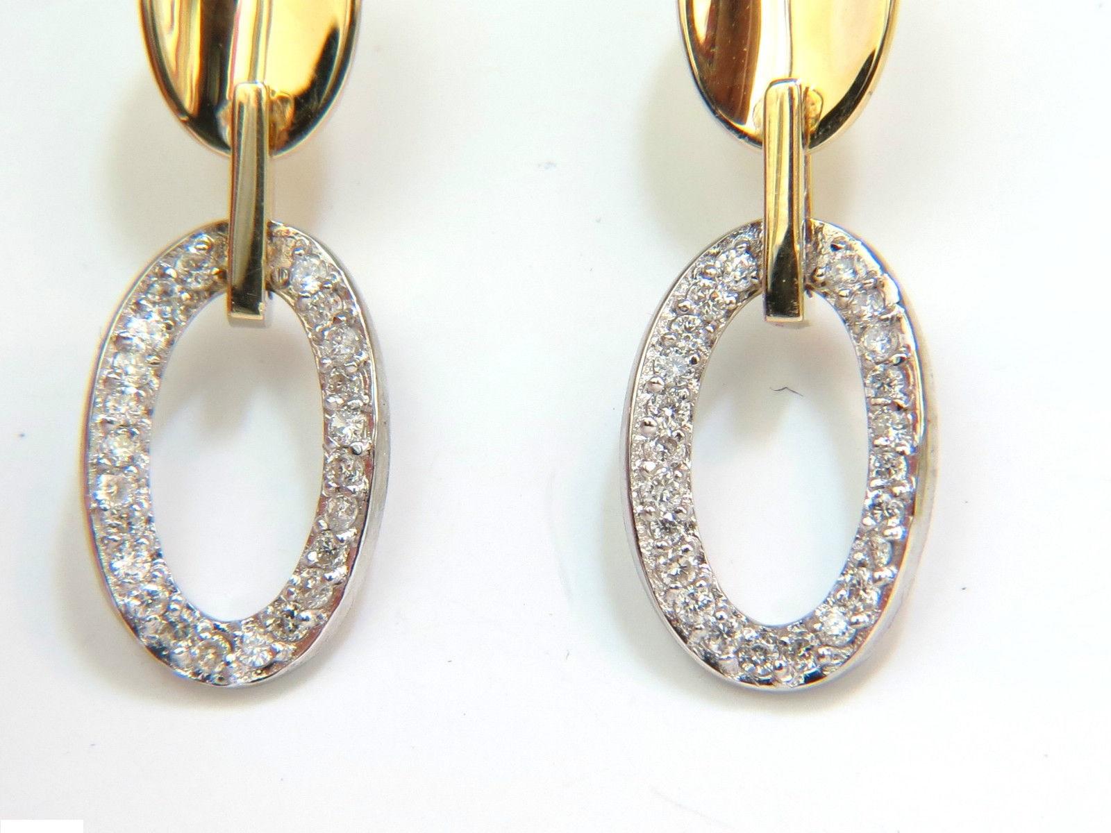.40 Carat Diamonds Dangle Earrings 14 Karat Two-Toned F/VS Mirror Finish In New Condition For Sale In New York, NY