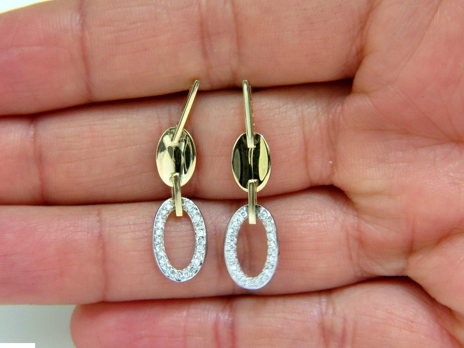 .40 Carat Diamonds Dangle Earrings 14 Karat Two-Toned F/VS Mirror Finish For Sale 2