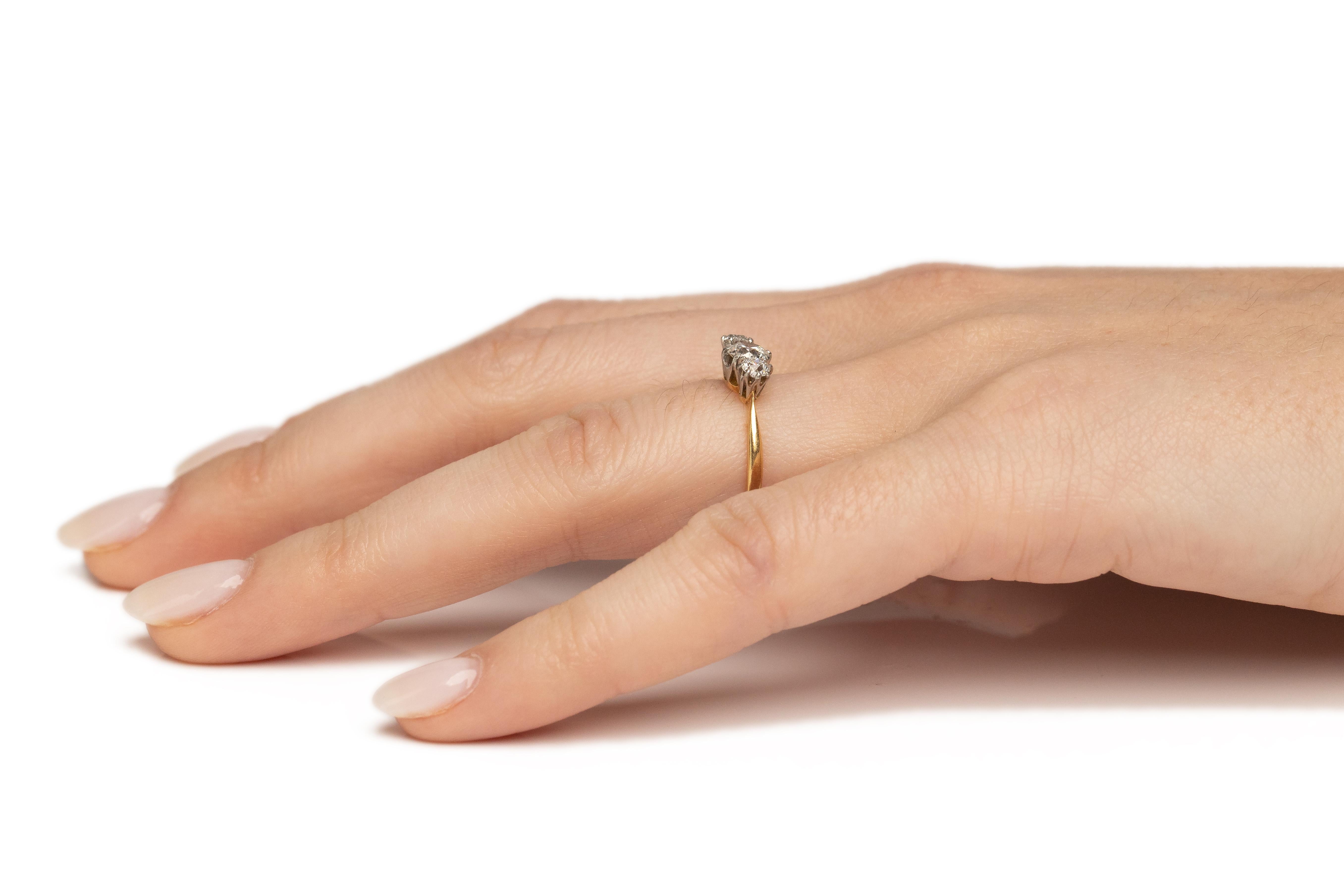 .40 Carat Edwardian Diamond 18 Karat Yellow Gold Engagement Ring In Good Condition For Sale In Atlanta, GA