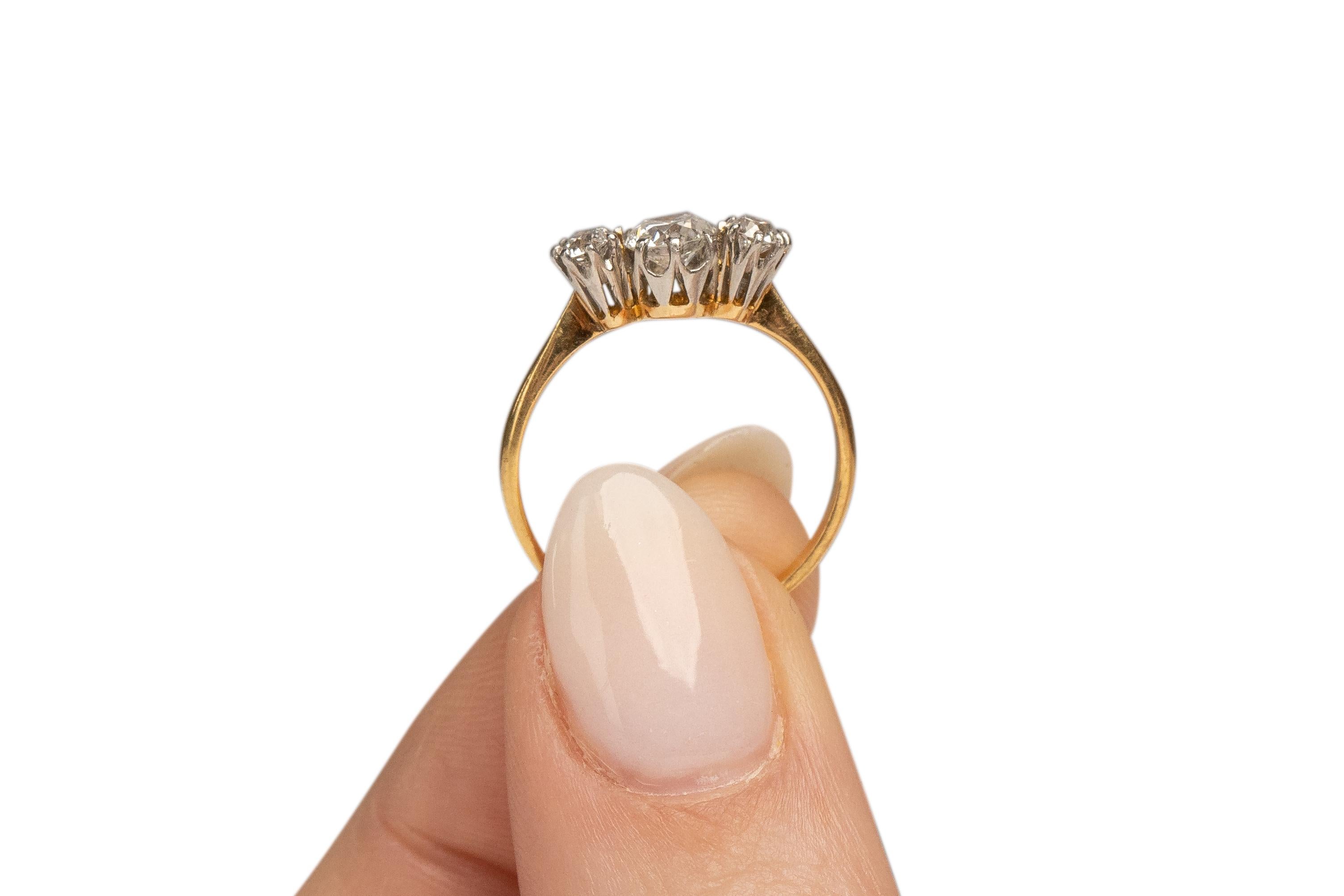 Women's .40 Carat Edwardian Diamond 18 Karat Yellow Gold Engagement Ring For Sale