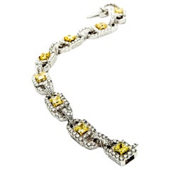 4.0 Carat Fancy Intense Yellow or VS1 Diamond Gold Link Bracelet