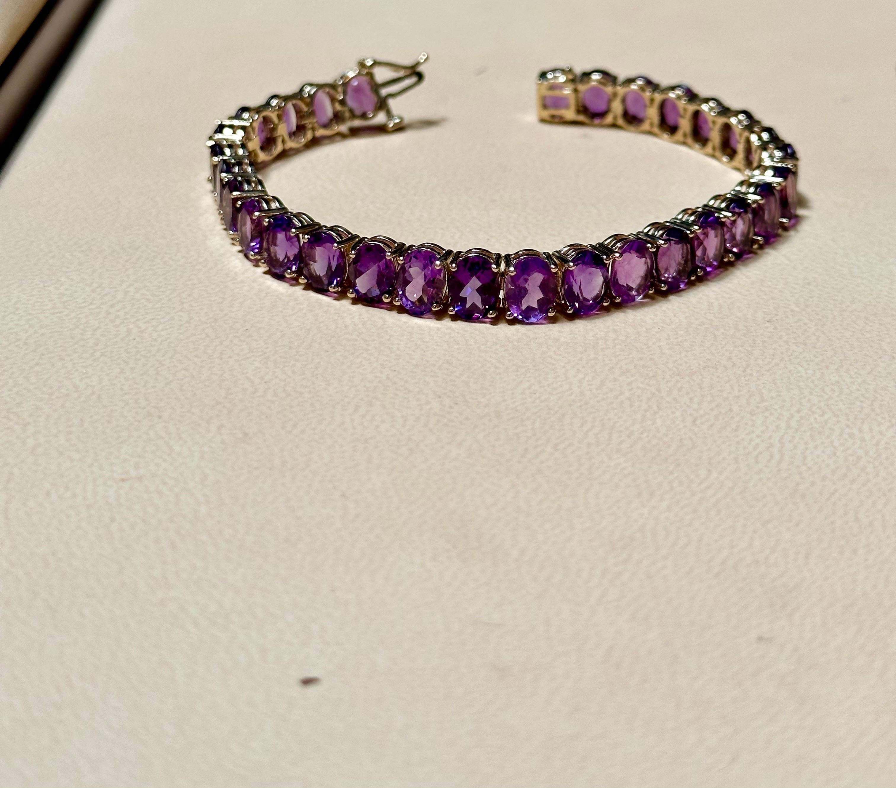 40 Carat Genuine Natural Amethyst Tennis Bracelet 14 Karat White Gold, 7.2 inch 3