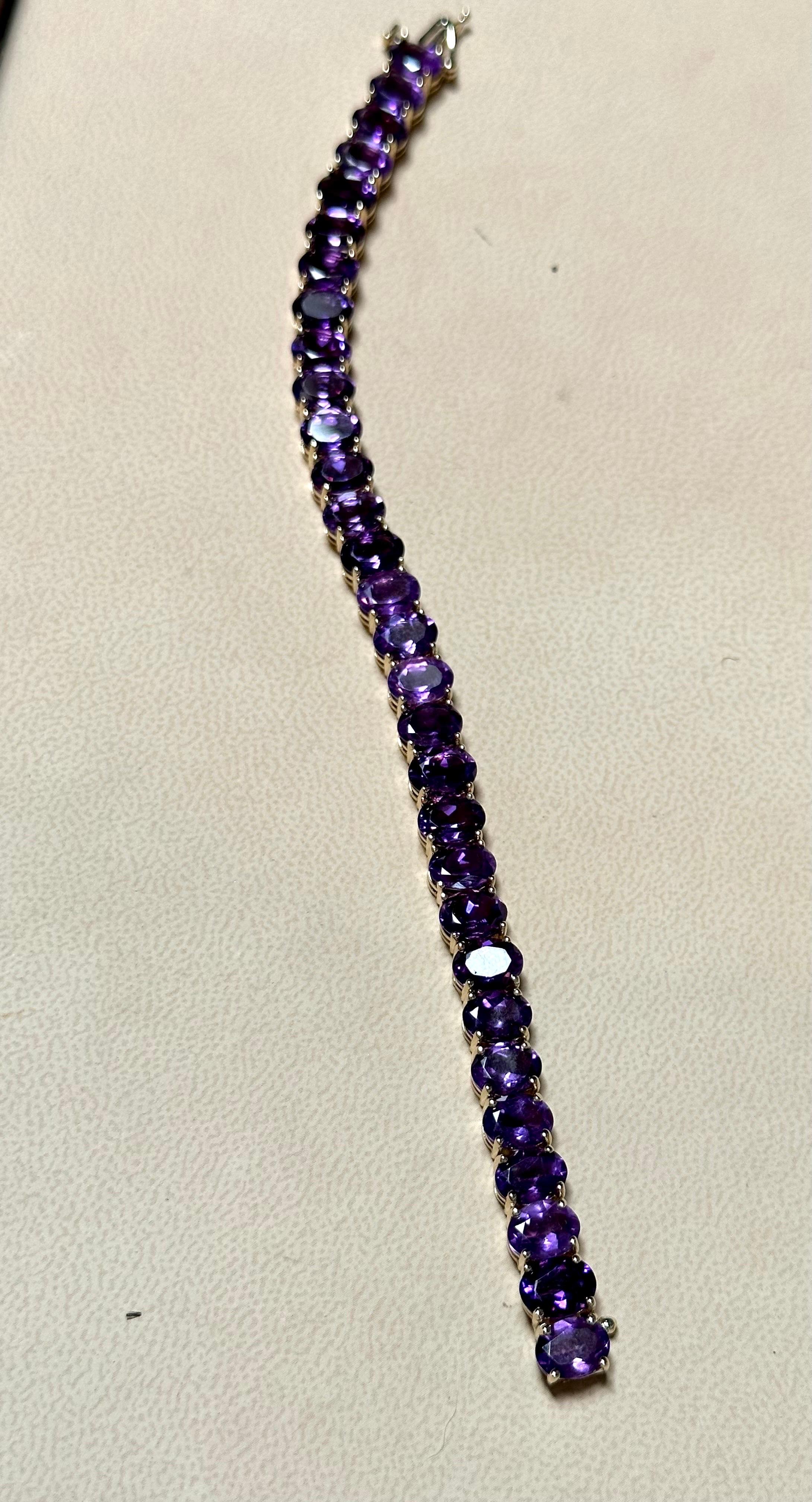 40 Carat Genuine Natural Amethyst Tennis Bracelet 14 Karat White Gold, 7.2 inch 5
