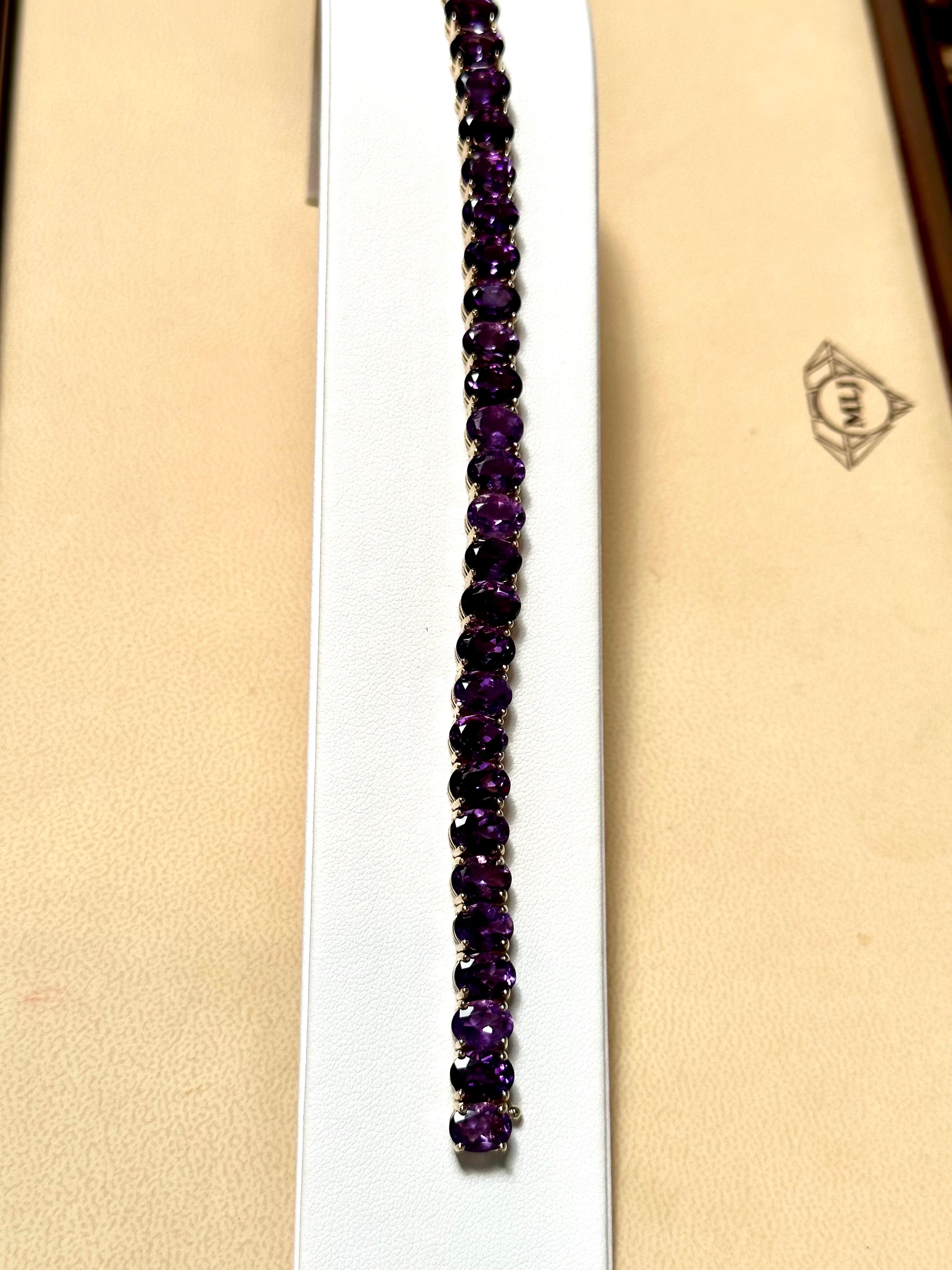 40 Carat Genuine Natural Amethyst Tennis Bracelet 14 Karat White Gold, 7.2 inch 6