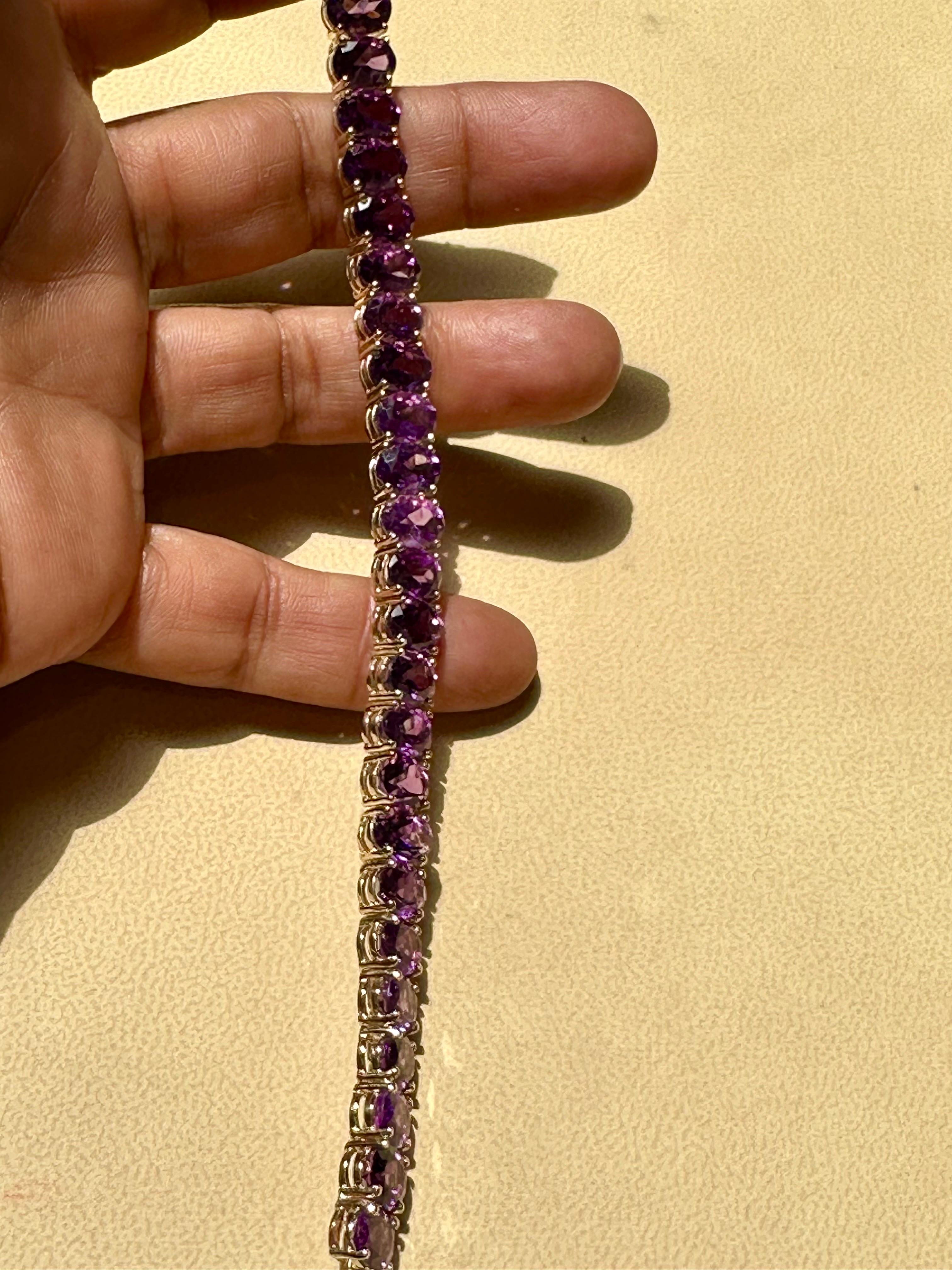 40 Carat Genuine Natural Amethyst Tennis Bracelet 14 Karat White Gold, 7.2 inch In New Condition In New York, NY