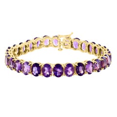 40 Carat Genuine Natural Amethyst Tennis Bracelet 14 Karat White Gold, 7.2 inch