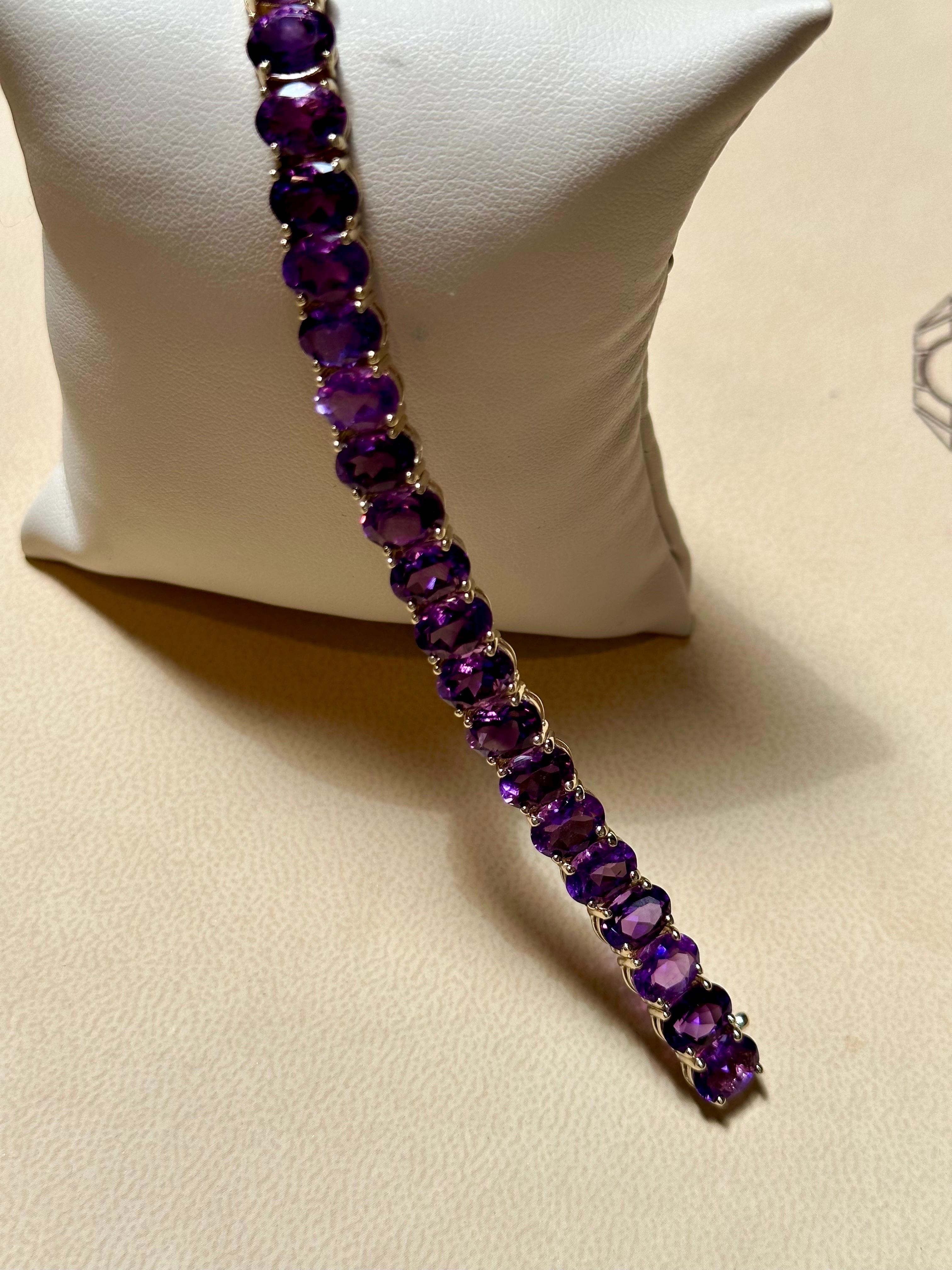 40 Carat Genuine Natural Amethyst Tennis Bracelet 14 Karat White Gold, 7.2 inch 1