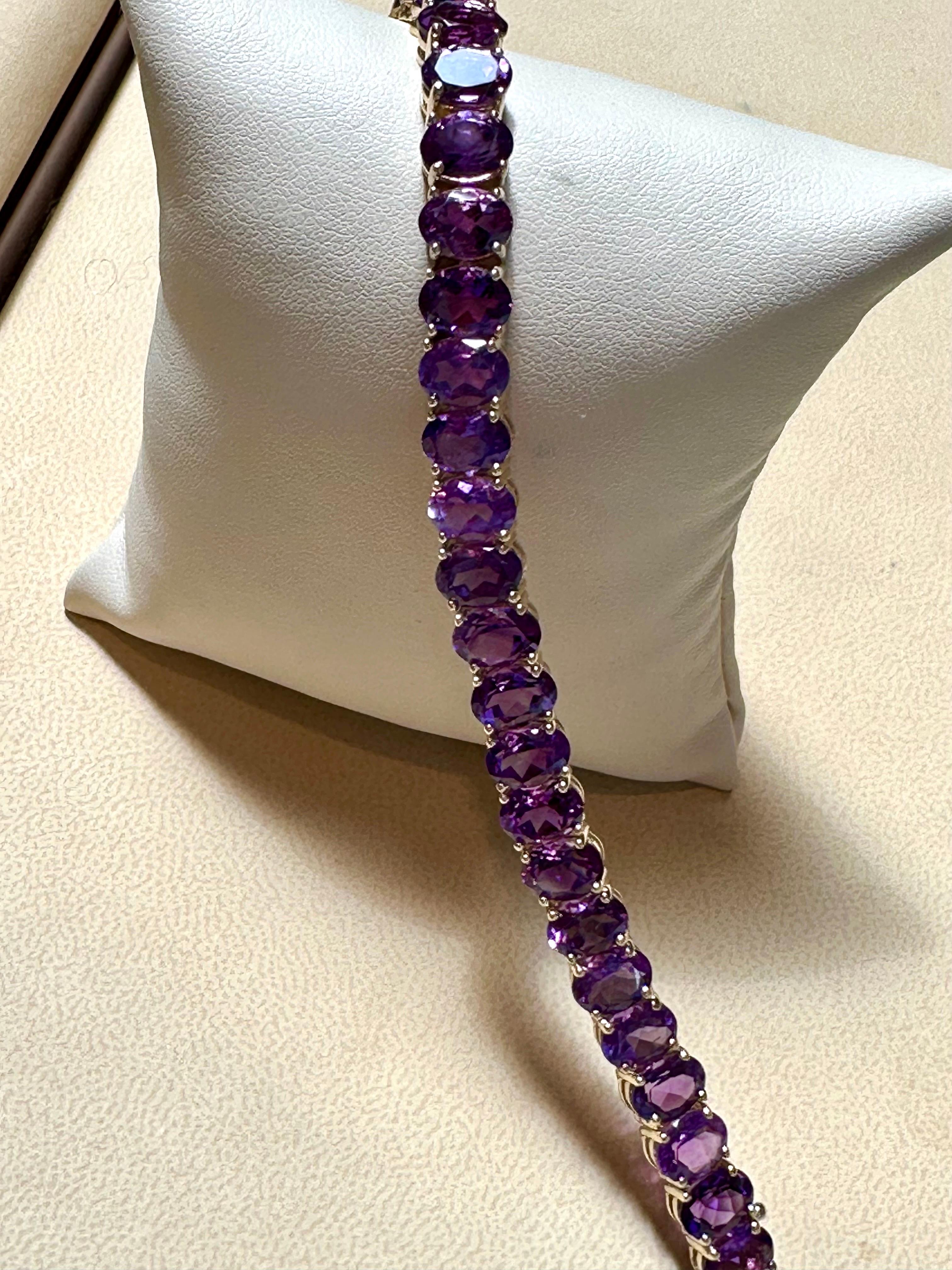 40 Carat Genuine Natural Amethyst Tennis Bracelet 14 Karat White Gold, 7.2 inch 2