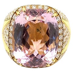 40 Carat Kunzite Ring with 8 Carats of Diamonds