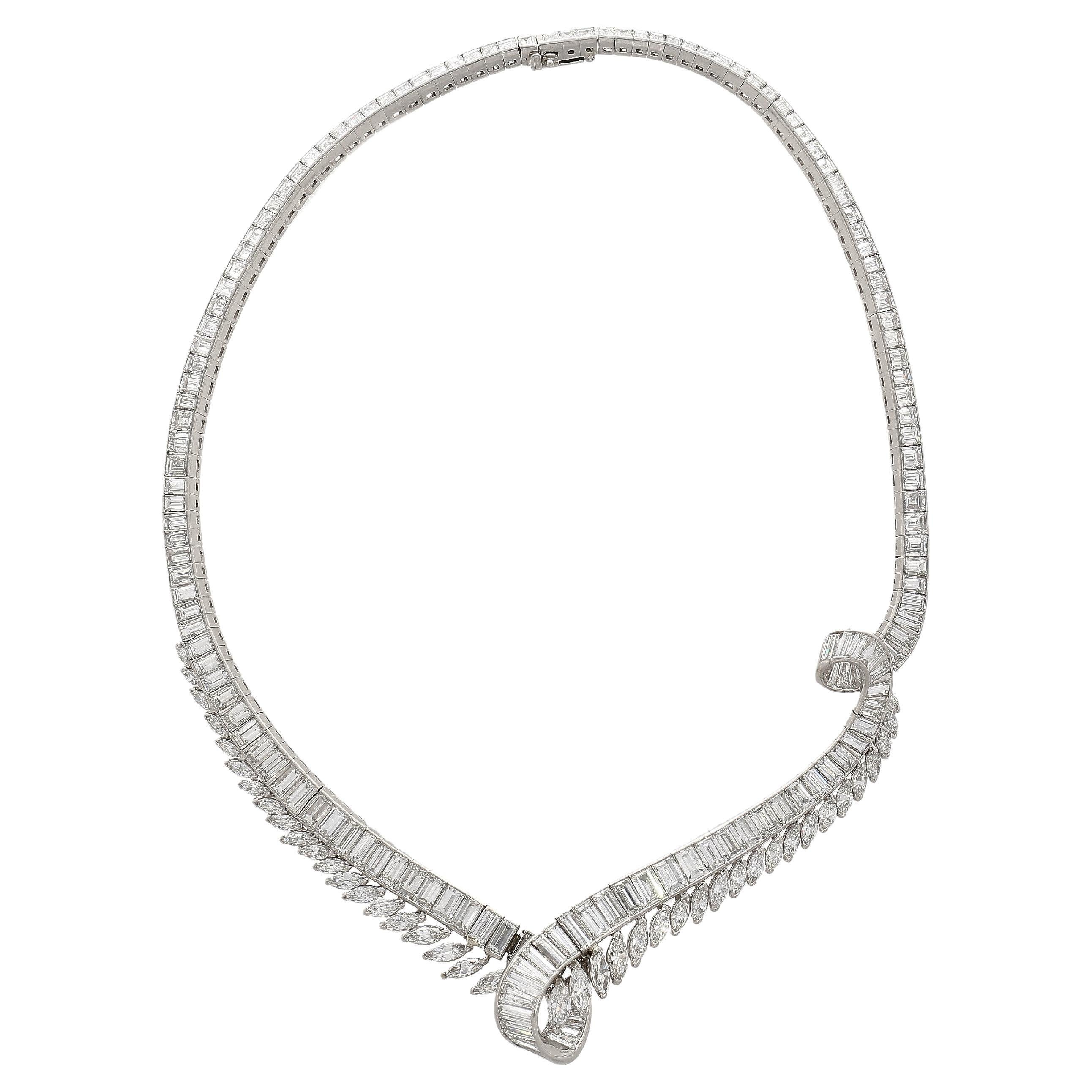40 Carat Marquise And Baguette Cut Diamond Chandelier Platinum Choker Necklace