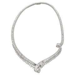 40 Carat Marquise And Baguette Cut Diamond Chandelier Platinum Choker Necklace