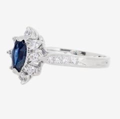 .40 Carat Marquise Sapphire Diamond Halo White Gold Engagement Ring