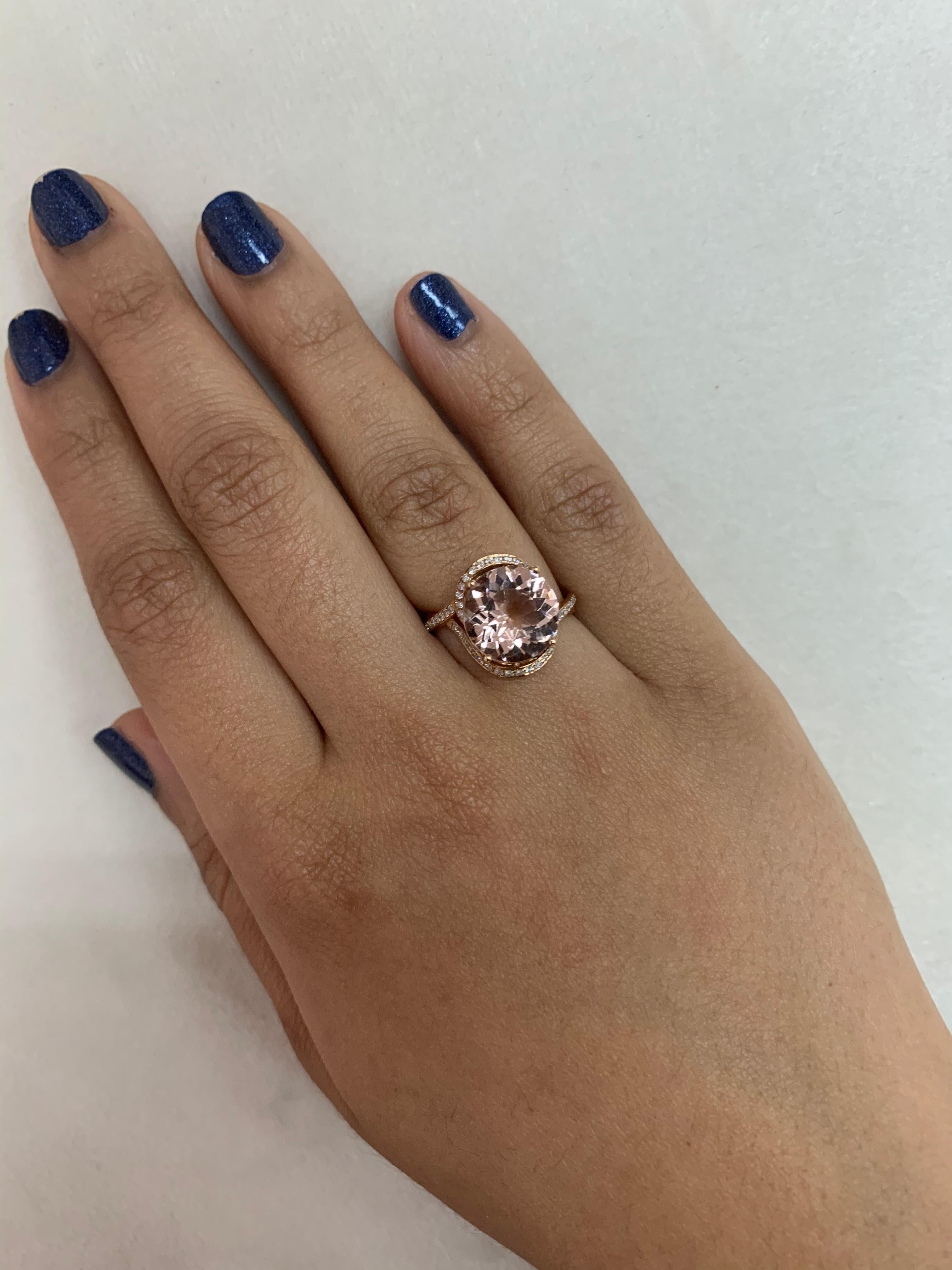 This collection features an array of magnificent morganites! Accented with diamonds these rings are made in rose gold and present a classic yet elegant look. 

Classic morganite ring in 18K rose gold with diamonds. 

Morganite: 4.034 carat oval