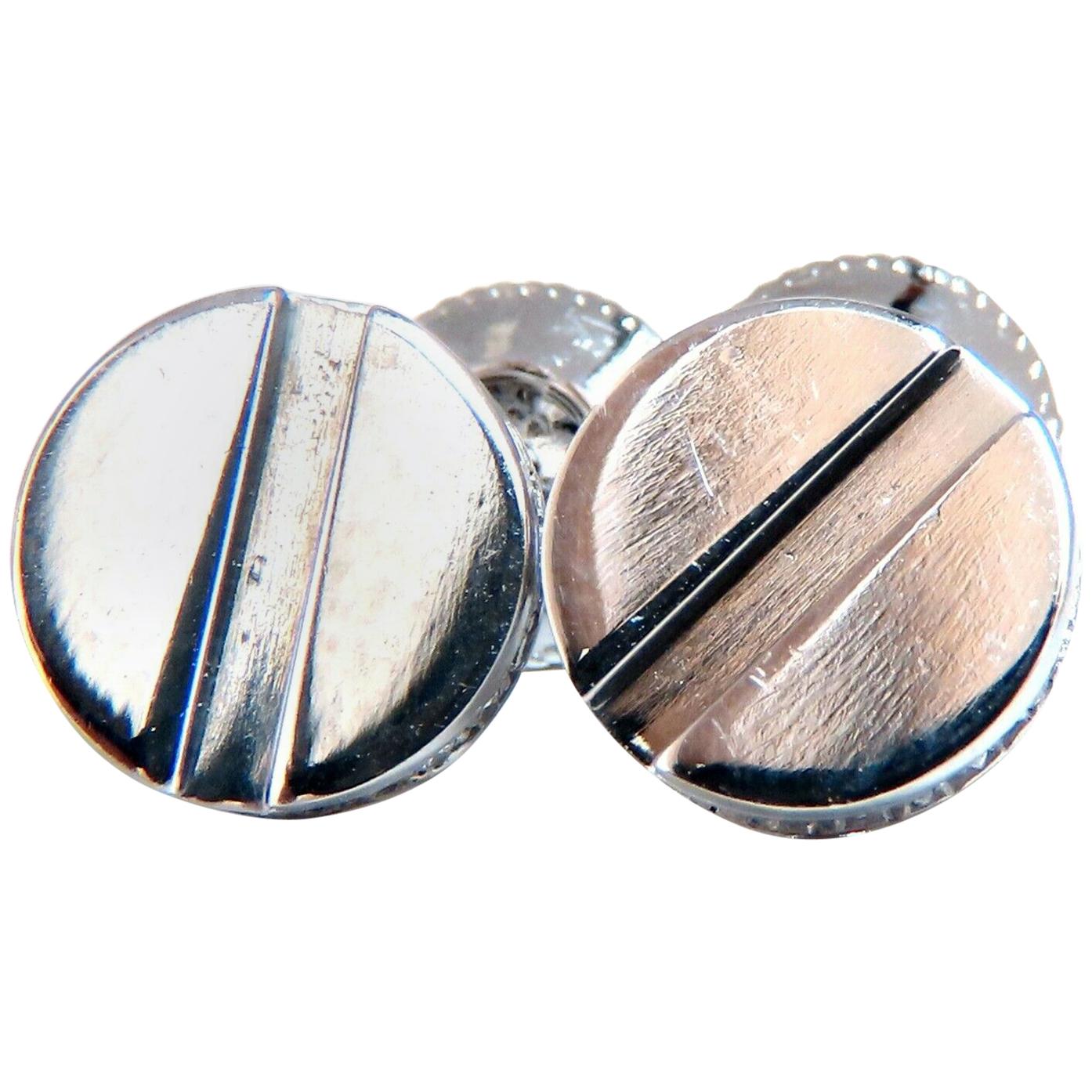 .40 Carat Natural Diamonds Mod- Goth Deco Flat Screw Stud Earrings 14 Karat* For Sale