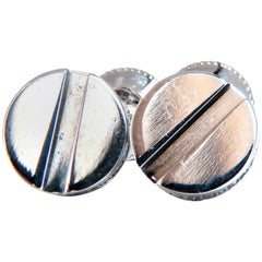 .40 Carat Natural Diamonds Mod- Goth Deco Flat Screw Stud Earrings 14 Karat*