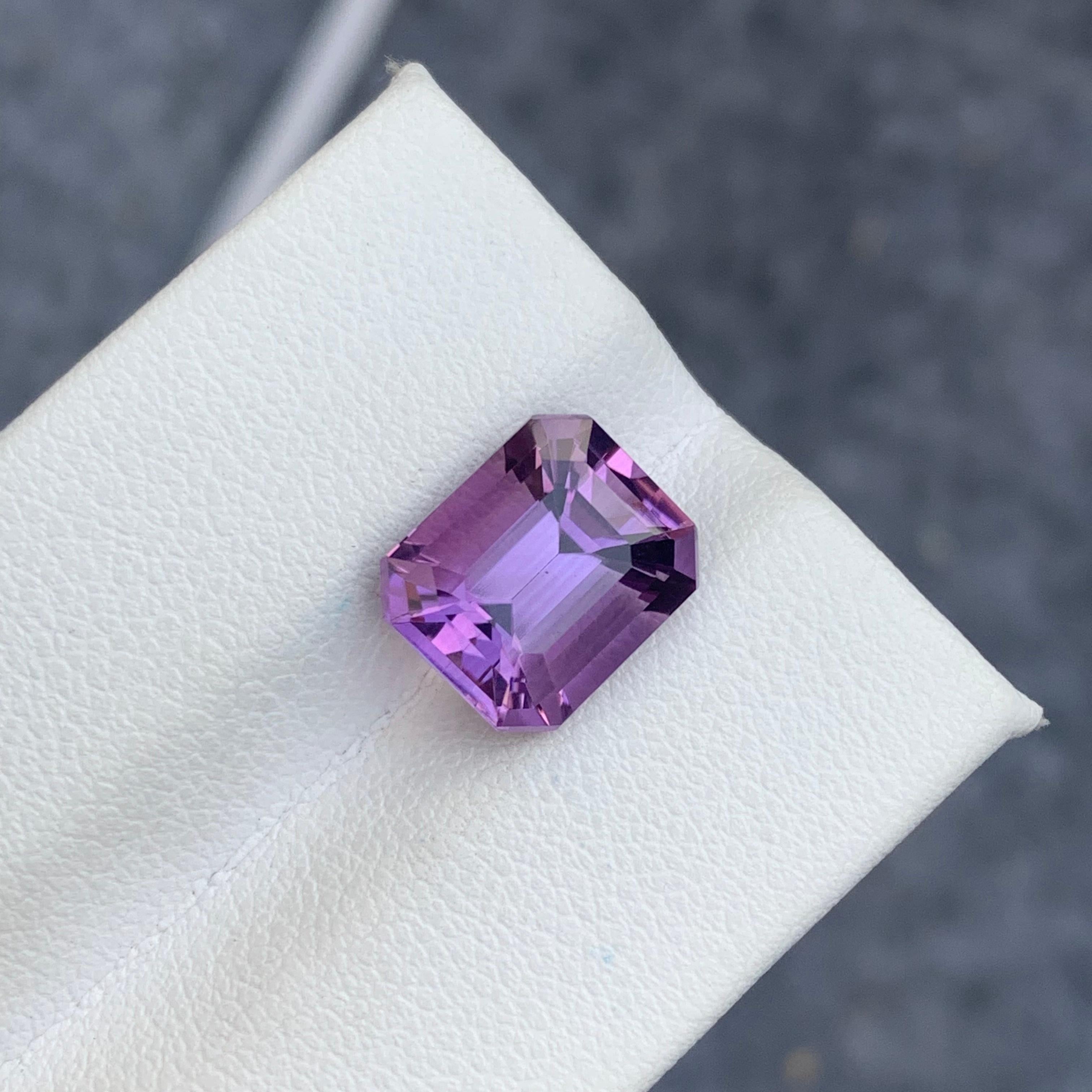 4.0 Carat Natural Faceted Purple Amethyst Emerald Cut From Brazil Mine 1